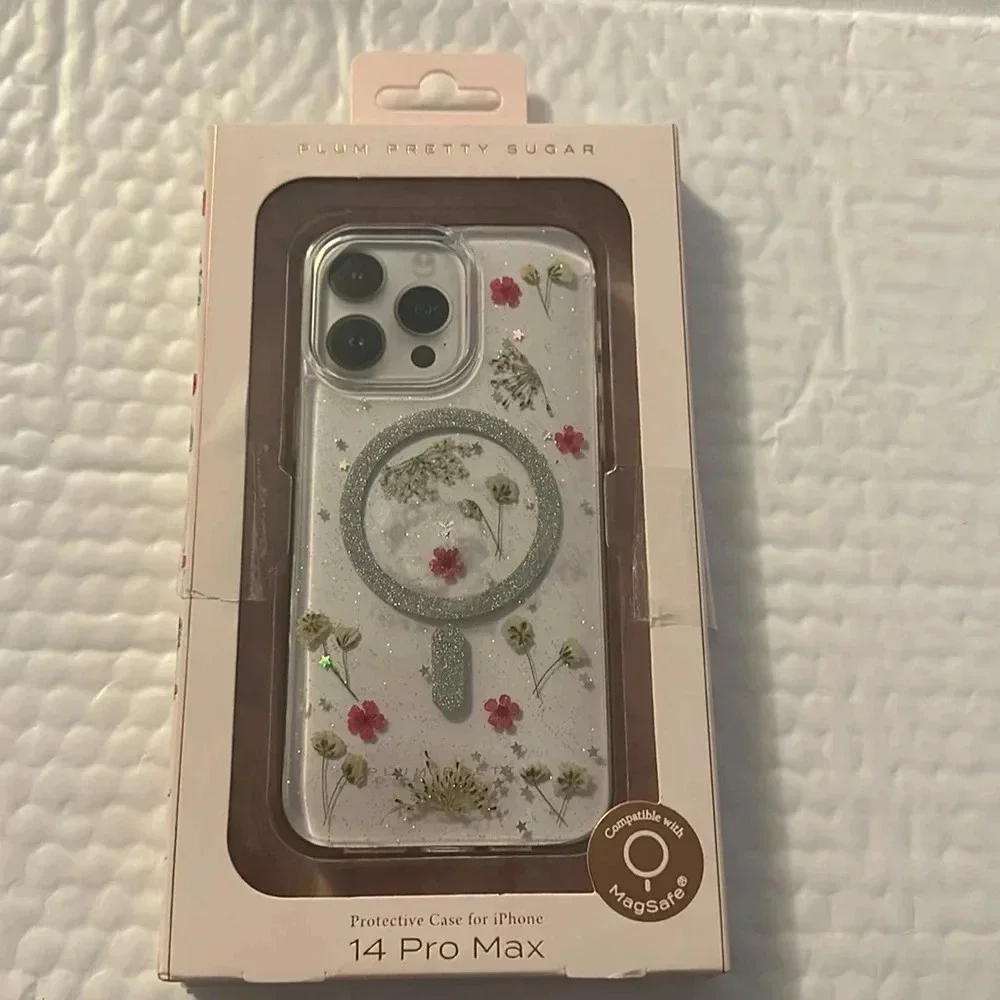 Pretty Plum Protective case for iPhone 14 Pro max- pink flowers